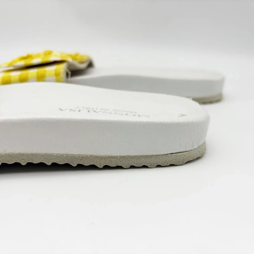 Monnalisa Yellow Gingham Bow Slides
